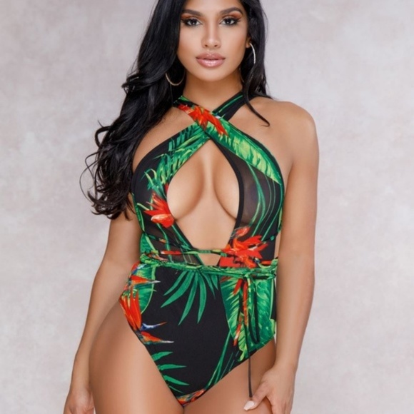 🎉HP🎉 Luxe Palm Print One Piece Swimsuit & Cover - Picture 5 of 8